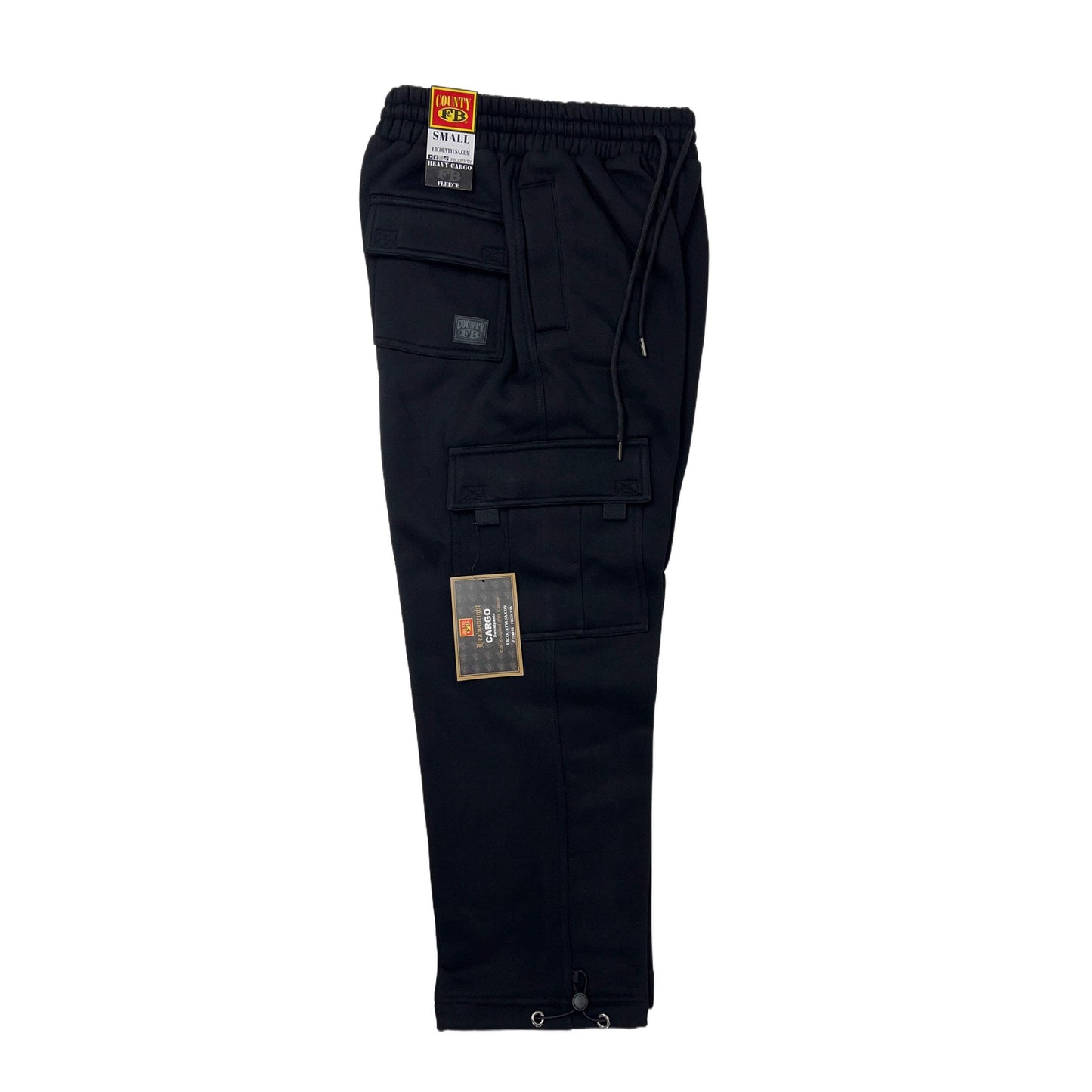 FB County Heavyweight Baggy Cargo Sweatpants Black