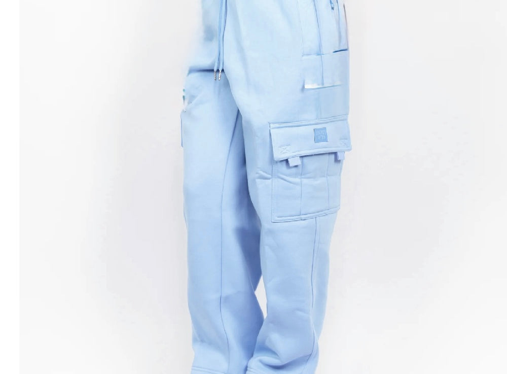 FB County Heavyweight Baby Blue Baggy Cargo Sweatpants