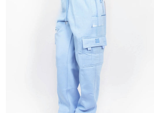 FB County Heavyweight Baby Blue Baggy Cargo Sweatpants
