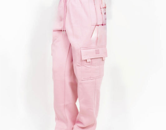 FB County Heavyweight Baby Pink Baggy Cargo Sweatpants